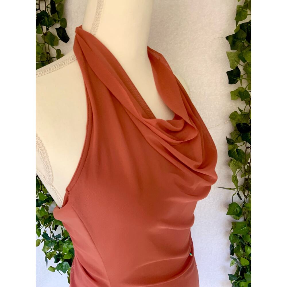 Balera Dance Orange Sheer Mini Dress with Underneath Leotard Women's SZ Small - Picture 7 of 11